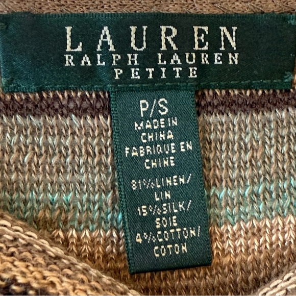 LAUREN RALPH LAUREN Southwestern Stripe Linen & Silk Blend Sweater Tank Size P/S - Picture 4 of 7